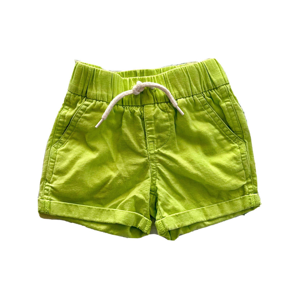 Baby Gap Boys Girls 3-6 Months Pull On Shorts Cuffed Neon Green Cotton